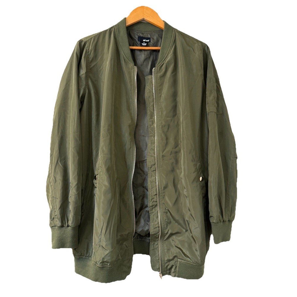 Wet Seal Rare‎ Vintage Y2K Long Lined Jacket Silky Green M Full Zip Granola Girl